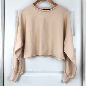 Zesica Pink Batwing Long Sleeve Cropped Sweater M